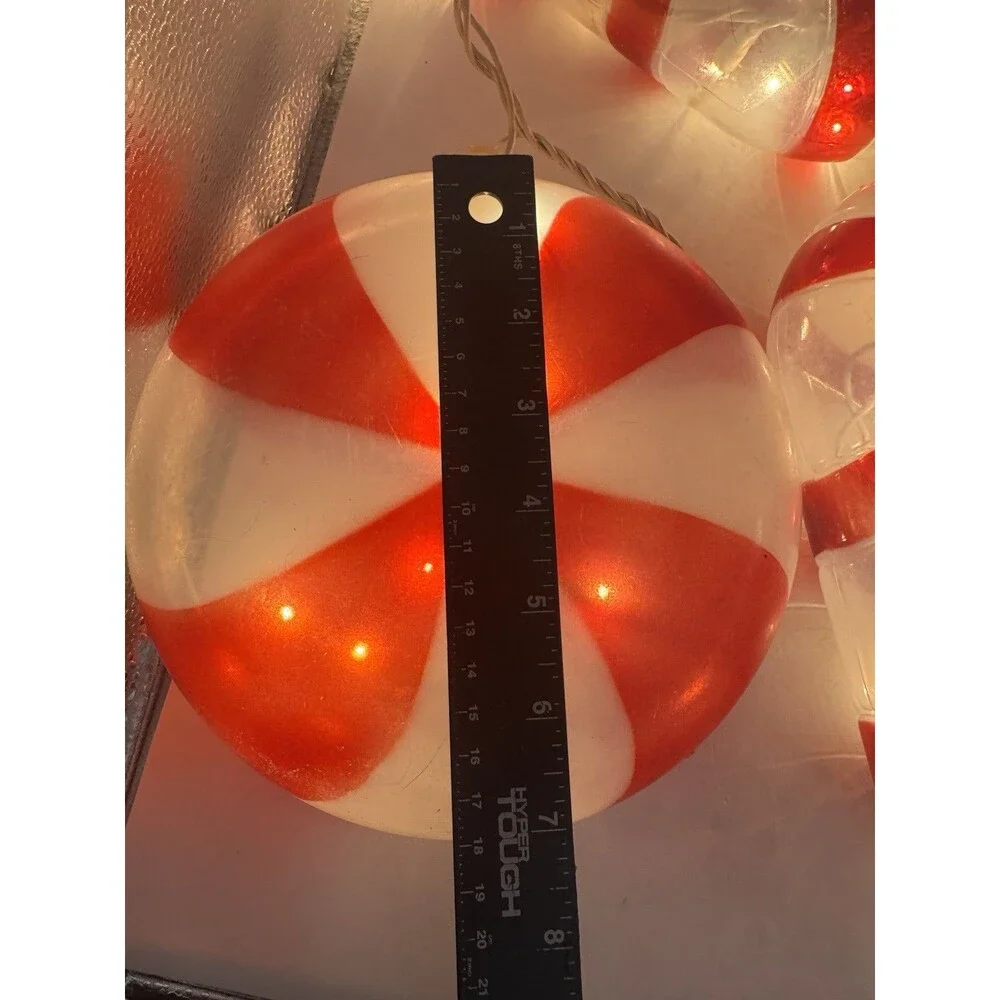 Blow Mold 15 Lighted Candy Canes & Peppermint Christmas Hanging String Lights